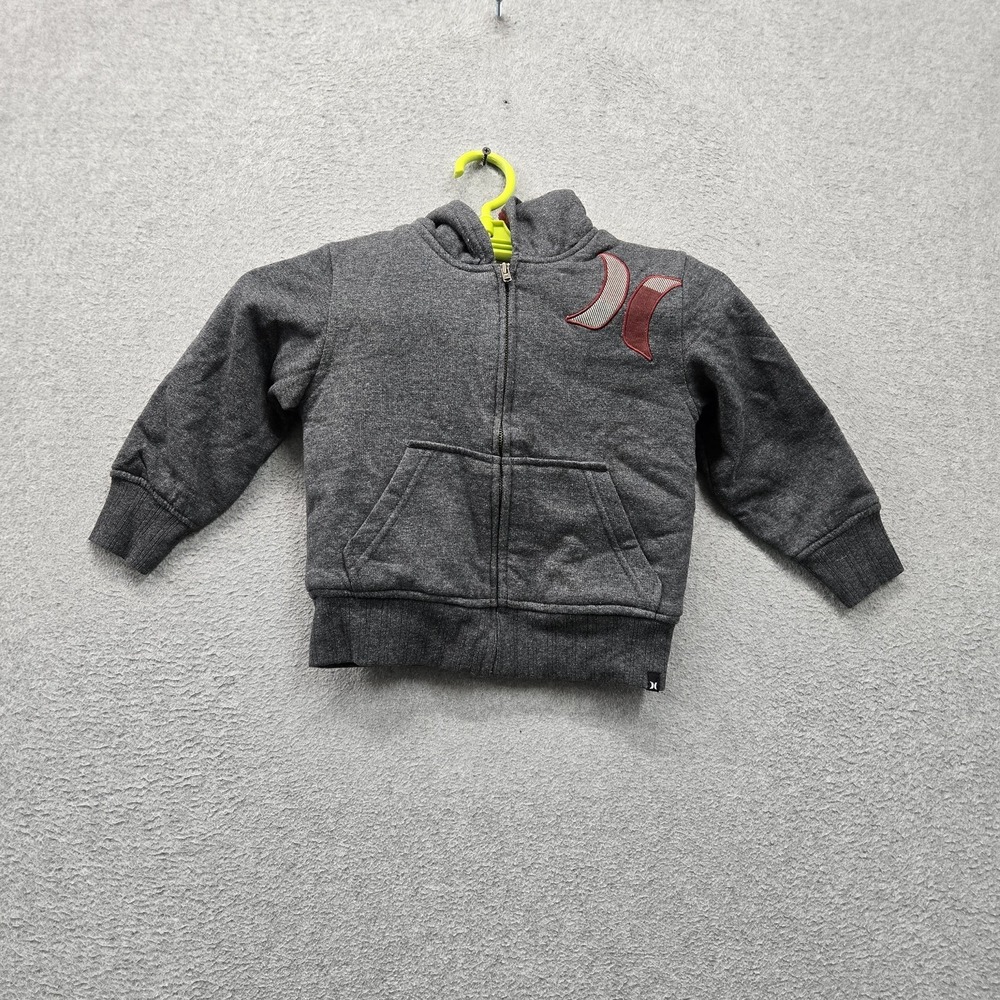 Hurley Toddler Hoodie 2T Charcoal Heather Embroidered Fleece Sherpa Lined NWT